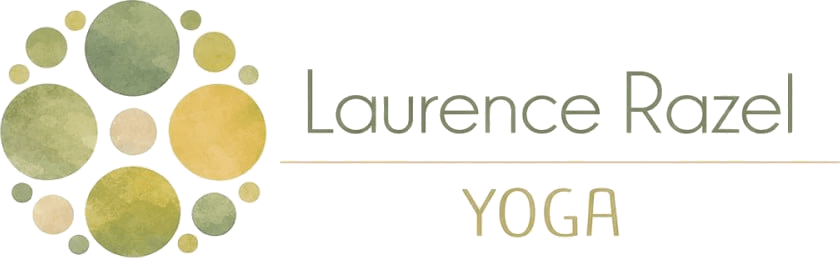 Laurence Razel Yoga, logo aquarelle vert sauge et doré